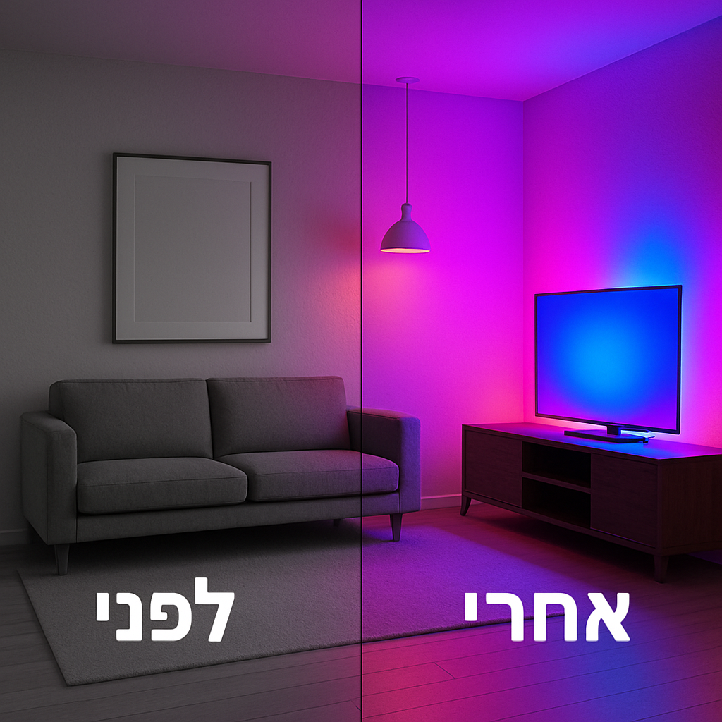 “שינה את כל החדר!”  תאורה חכמה שמוסיפה צבע, חיים ואווירה.